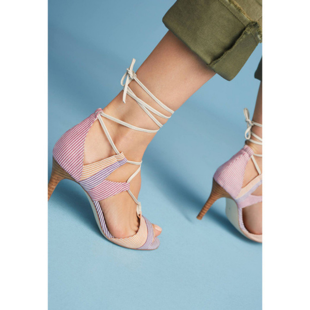Anthropologie BILLY ELLA Striped Lace Up Heels